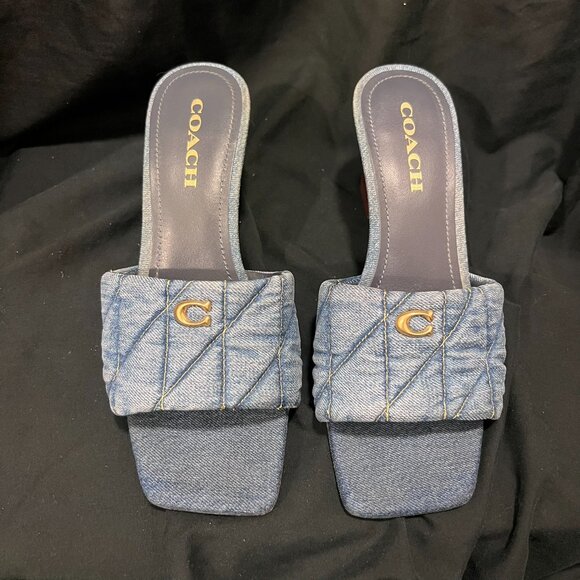 -PRE LOVED- COACH EMMA QUILTED DENIM WEDGE IN INDIGO DENIM SZ 9 - Picture 3 of 9